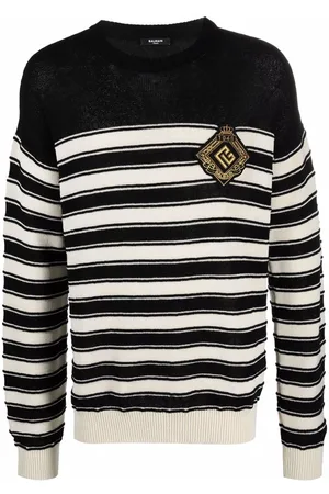 Balmain Logo-badge knitted sailor jumper