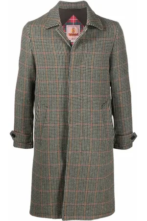 Baracuta Plaid-check button coat