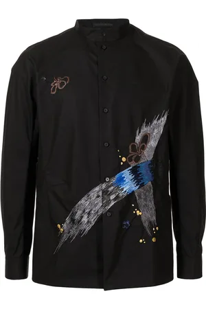 SHIATZY CHEN Embroidered mandarin-collar cotton shirt