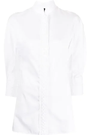 SHIATZY CHEN Band collar cotton shirt