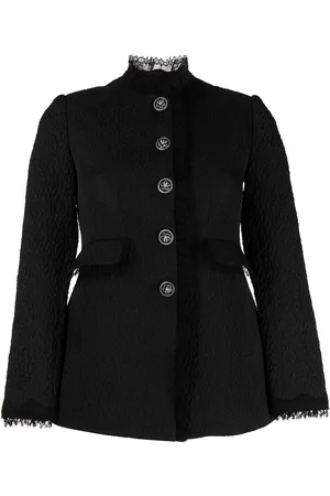 SHIATZY CHEN Lace-trim buttoned-up fitted jacket