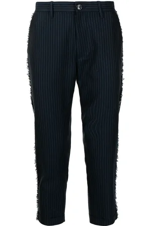 Ports V Frayed-edge cropped trousers