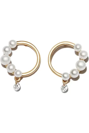 PERSÉE 18kt yellow pearl and diamond stud earrings