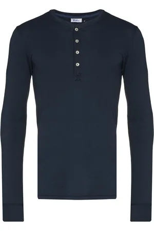Schiesser SCHI HENLEY BTN LS TEE BLU