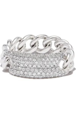 Shay 18kt white gold ID mini link diamond ring