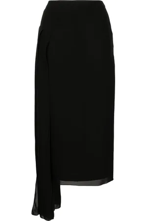 CHANEL Women Midi Skirts - Asymmetric silk midi skirt