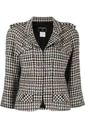 CHANEL 2006 houndstooth-pattern zip-up jacket