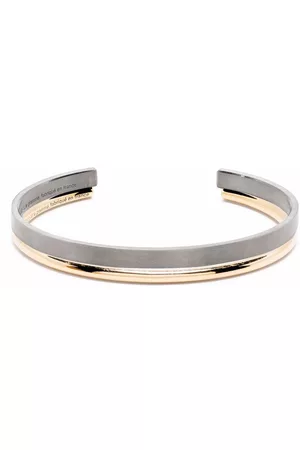Le Gramme 18kt polished yellow gold and blackened sterling Ribbon cuff set