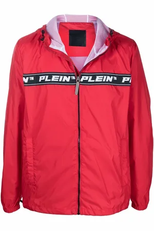 Philipp Plein Logo-tape hooded windbreaker