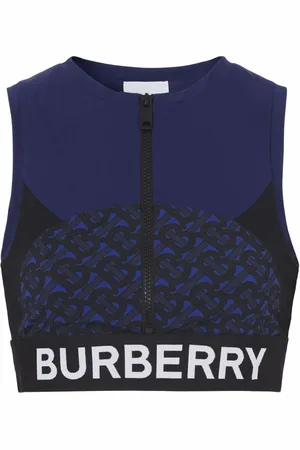 Burberry TB monogram-print zip-up cropped top