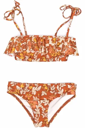 ZIMMERMANN Floral-print ruffled bikini set
