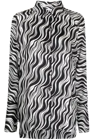 ROSETTA GETTY Wave-print silk shirt