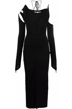 MANURI Cut-out strap-detail fitted long dress