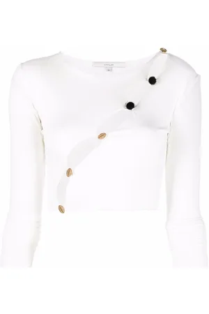 MANURI Domino diagonal button-detail cardigan