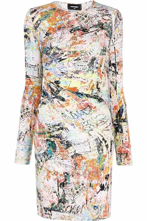 Dsquared2 Abstract-print long-sleeve dress