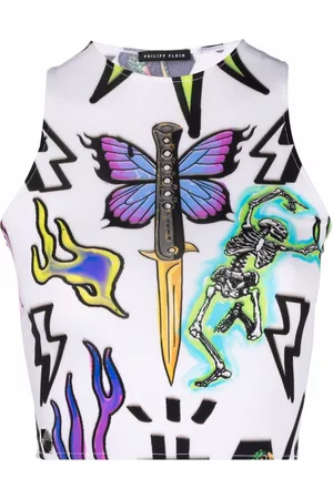 Philipp Plein Monogram tattoo crop top