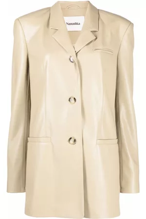 Nanushka Faux-leather fitted blazer
