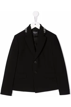 VERSACE Intarsia collar logo blazer