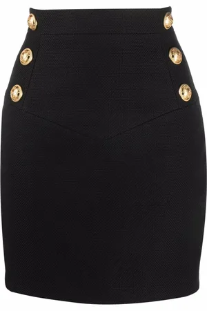 Balmain Button-detail high-waisted skirt
