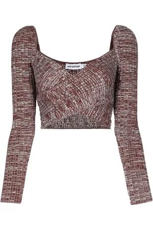 Self-Portrait Crossover knitted top