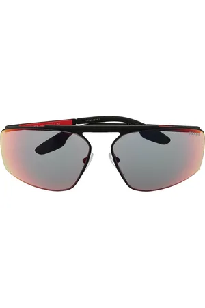 Prada Linea Rossa Men Sunglasses - Logo-detailed mirrored sunglasses