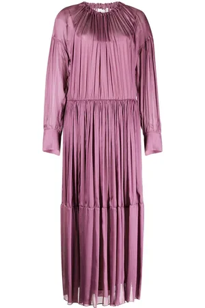 Vince Shirred-neck long-sleeved dress