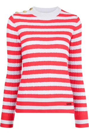 Ganni Striped cable knit jumper