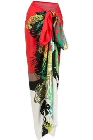 AMIR SLAMA Palm leaf print pareo