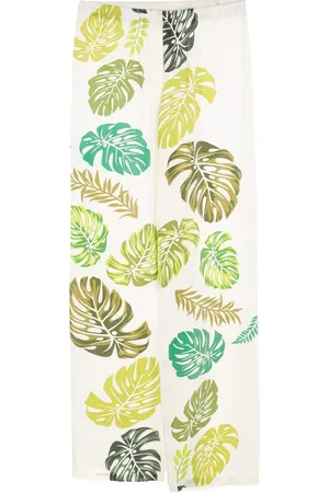 AMIR SLAMA Palm leaf print drawstring trousers