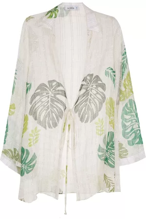 AMIR SLAMA Palm leaf print beach shirt