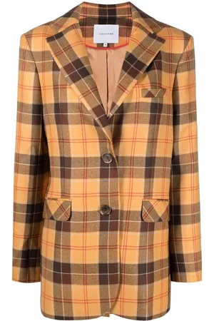 LESYANEBO Check-pattern single-breasted coat