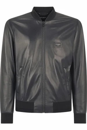 Dolce & Gabbana Logo-plaque leather bomber jacket