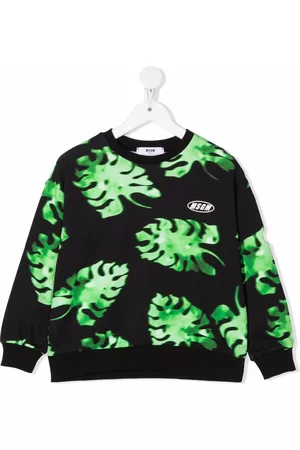 Msgm Leaf-print cotton sweatshirt