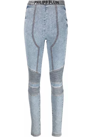 Philipp Plein Logo-waistband denim leggings