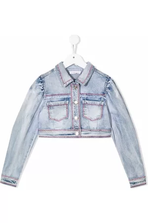 MONNALISA Crystal-embellished denim jacket