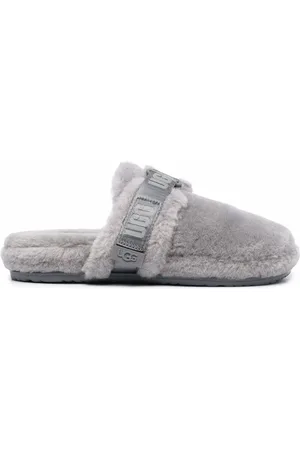 UGG Logo-strap shearling slippers