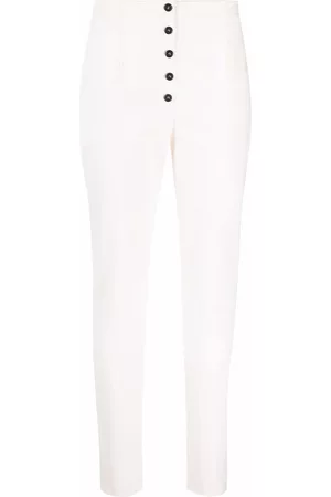 Serafini High-waist slim-fit canvas trousers
