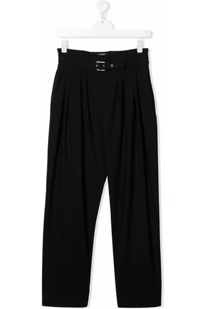 Balmain TEEN box pleat belted trousers