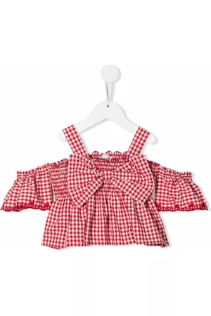 MONNALISA Gingham ruffle-bardot blouse