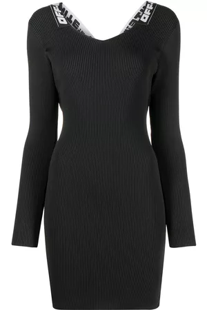 OFF-WHITE Logo-tape ribbed dress