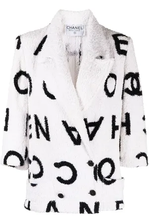 CHANEL 1990s logo-print double-breasted jacket