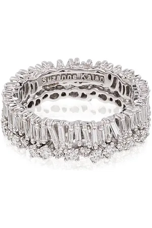 Suzanne Kalan 18kt white gold baguette diamond ring