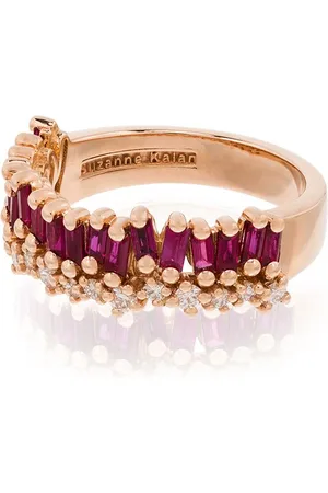 Suzanne Kalan 18kt rose gold Short Slack ruby half band ring