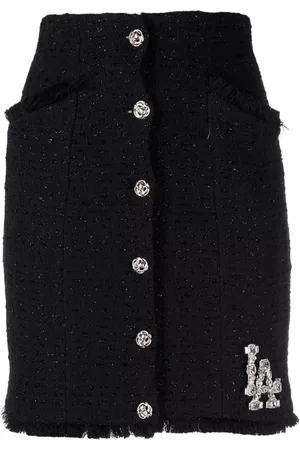 Philipp Plein Crystal Skull tweed short skirt