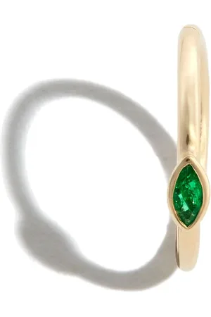 JACQUIE AICHE 14kt yellow marquise emerald single hoop earring