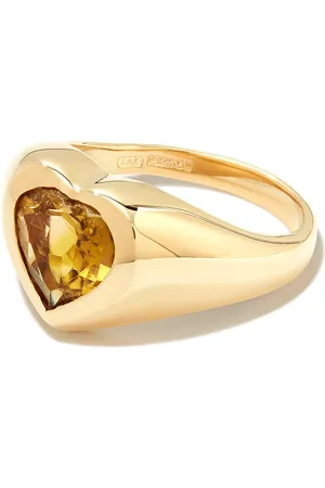 JACQUIE AICHE 14kt yellow Olive tourmaline heart signet ring