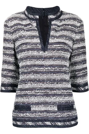CHANEL Striped tweed blouse