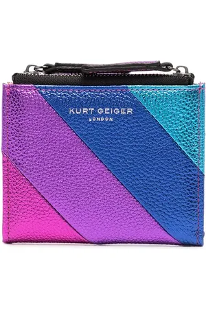 Kurt Geiger Stripe Leather Zip Around Wallet in Purple