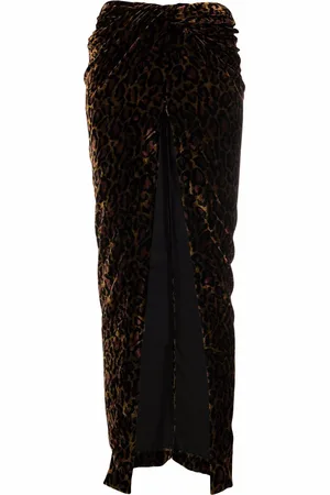 LAQUAN SMITH Velvet cheetah-print draped skirt