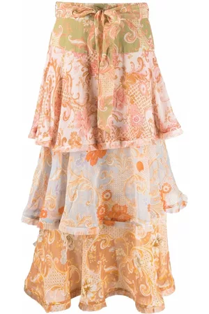 ZIMMERMANN Postcard ruffled midi skirt
